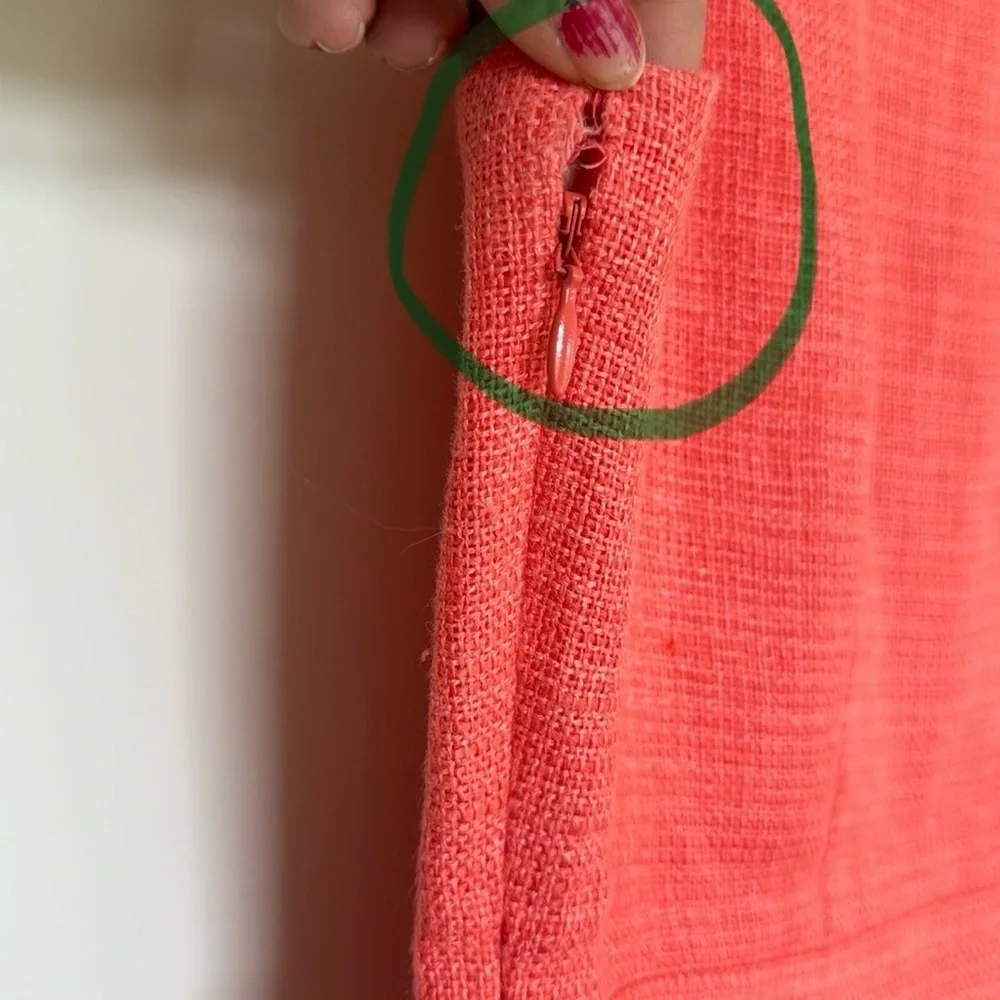 J. Crew Orange Sheath Midi Dress Sleeveless Crew Neck
